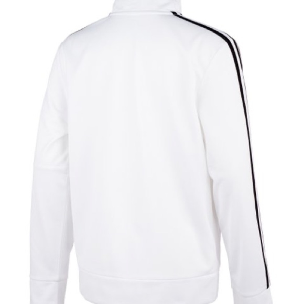 Boys Adidas White & Black Stripe-Accent Logo Zip-Up Track Jacket, Sz. XL 18/20 - Picture 6 of 8